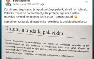 Kuvatõmmist Dr Eero Merilind Facebooki postitusest